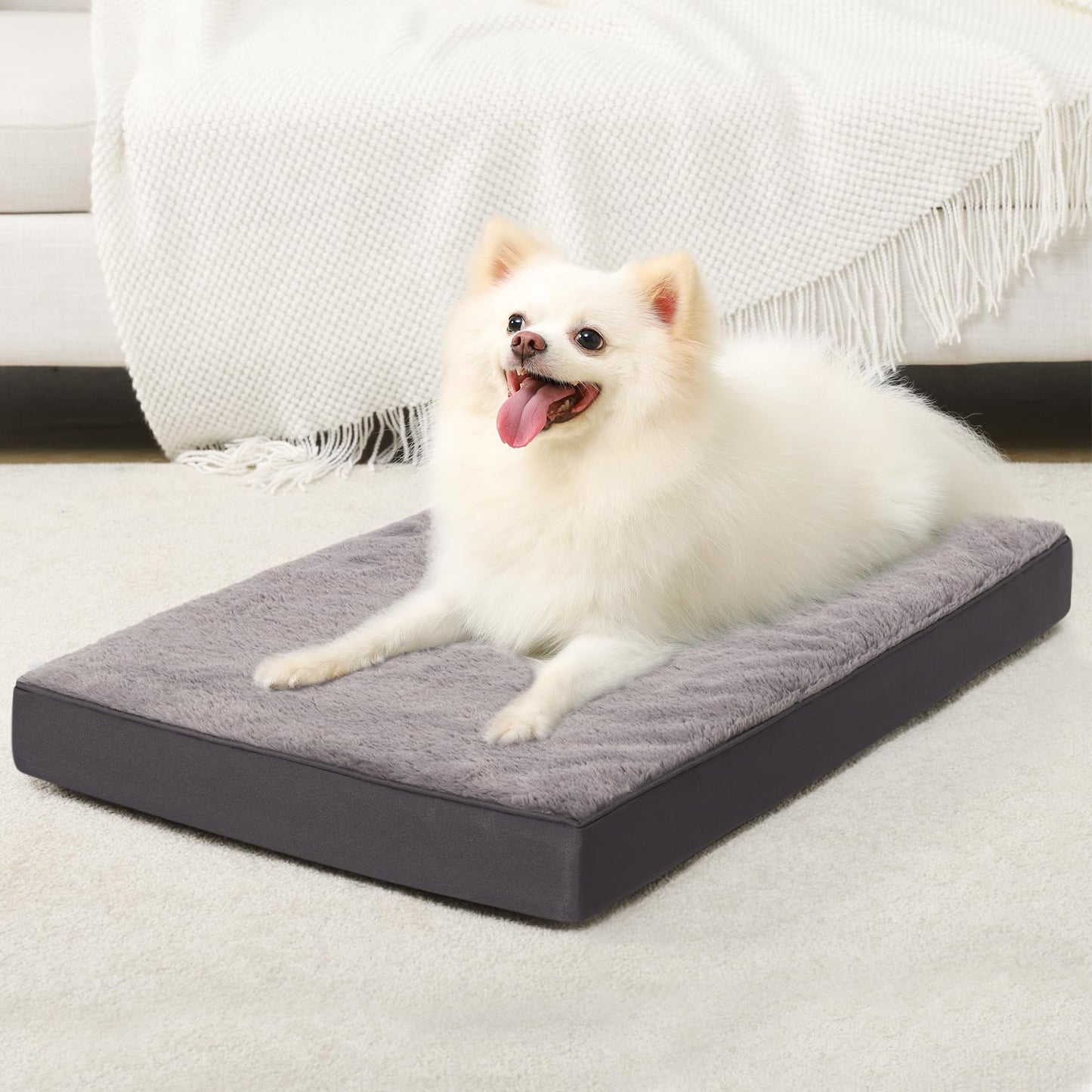 Orthopedic Dog Crate Bed with Egg Crate Foam & Washable Cover
