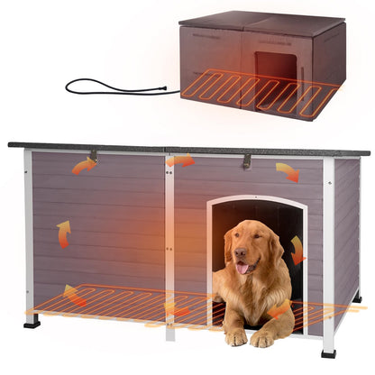 Large Insulated Outdoor Dog House with Anti-Chewing Metal Frame