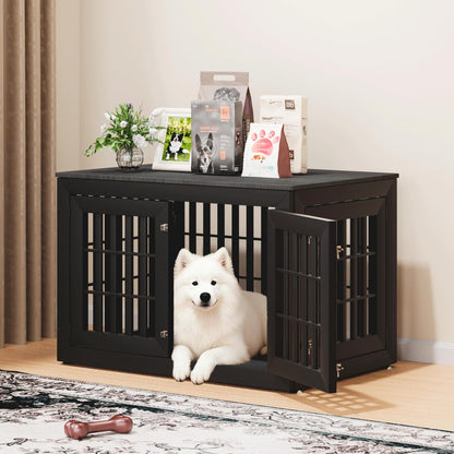 48" Heavy Duty Dog Crate Furniture with Waterproof Top & Wooden Frame