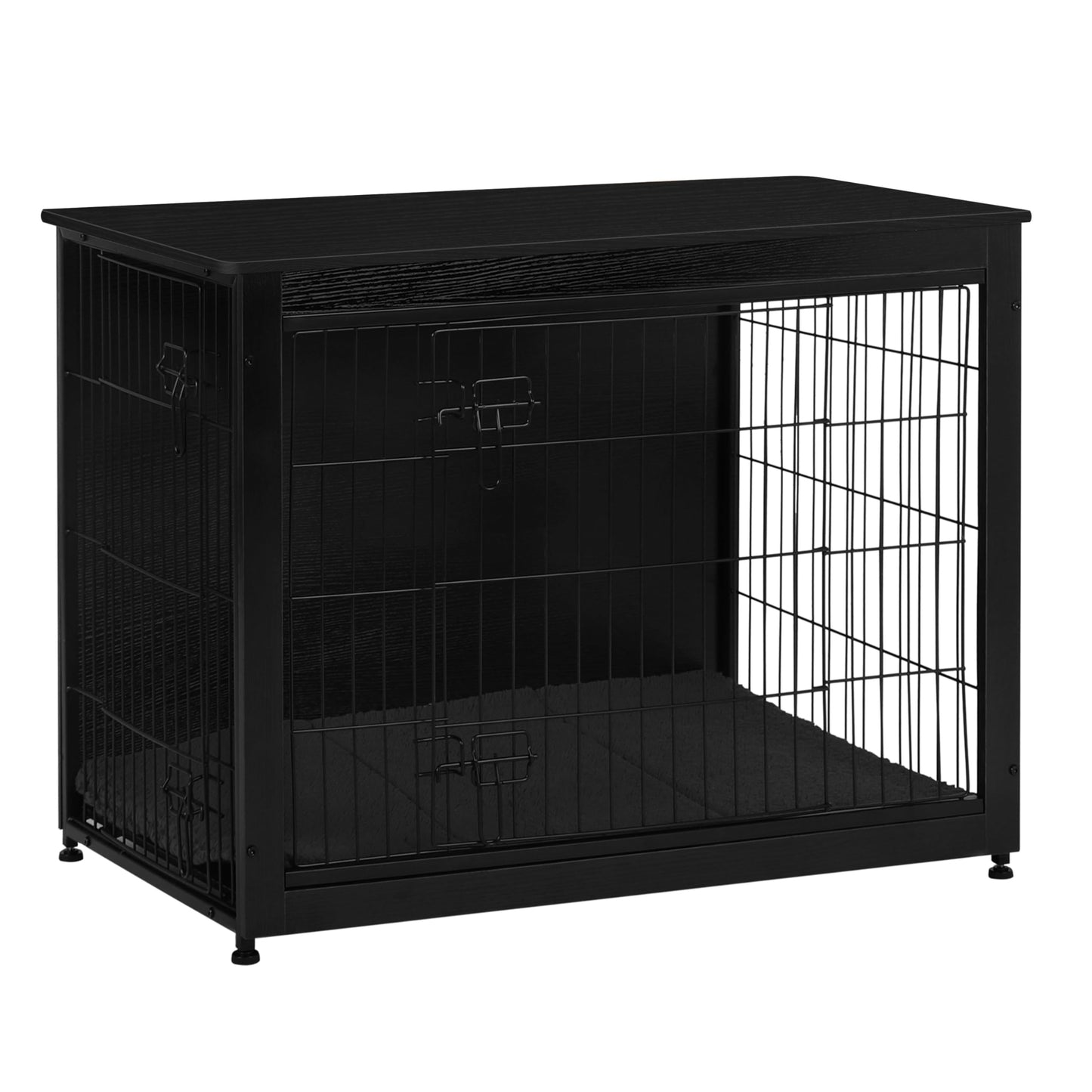Wooden Dog Crate Furniture with Cushion & Double Doors