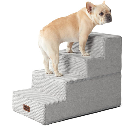 Extra Wide Dog Stairs Ramp for Bed & Couch, 3–5 Steps