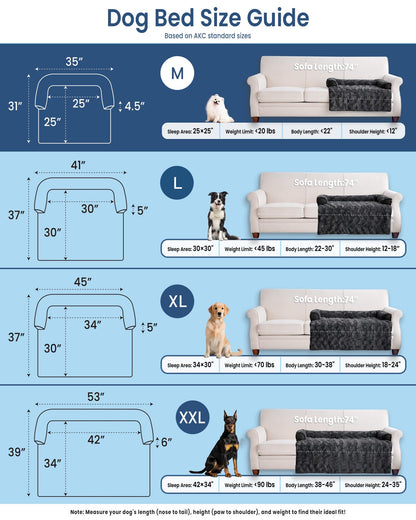 Calming Memory Foam Dog Couch Bed with Washable Waterproof Cover
