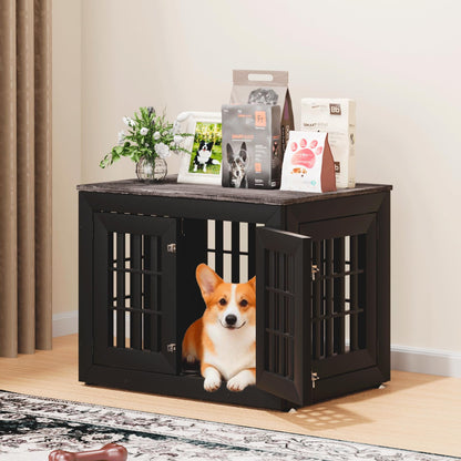 48" Heavy Duty Dog Crate Furniture with Waterproof Top & Wooden Frame