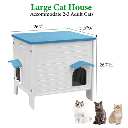 Weatherproof Outdoor Cat House with Escape Door & Waterproof Shelter