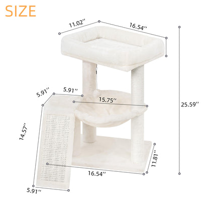 Cat Tree Tower with Hammock, Scratching Post & Toy Balls for Indoor Cats
