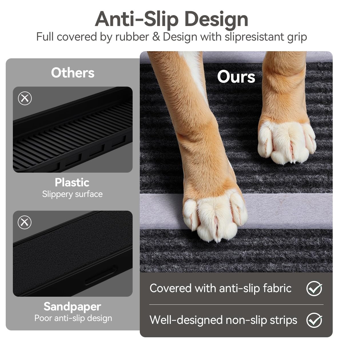 Extra Wide Foldable Dog Ramp with Adjustable Heights & Non-Slip Walkway