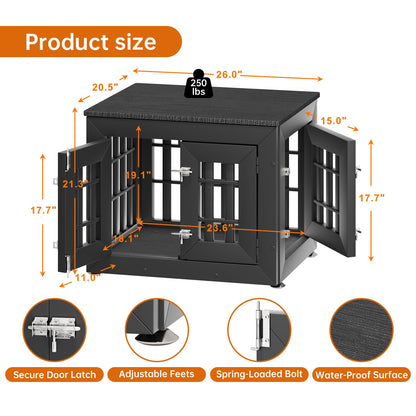 48" Heavy Duty Dog Crate Furniture with Waterproof Top & Wooden Frame