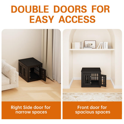 48" Heavy Duty Dog Crate Furniture with Waterproof Top & Wooden Frame