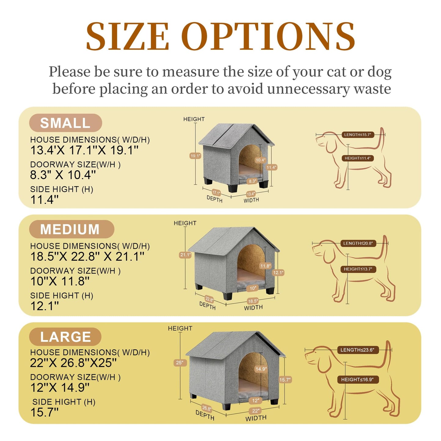 Elevated Foldable Dog House with Removable Plush Mat