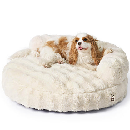 Fluffy Faux Fur Pet Sofa Bed with Waterproof Washable Cover