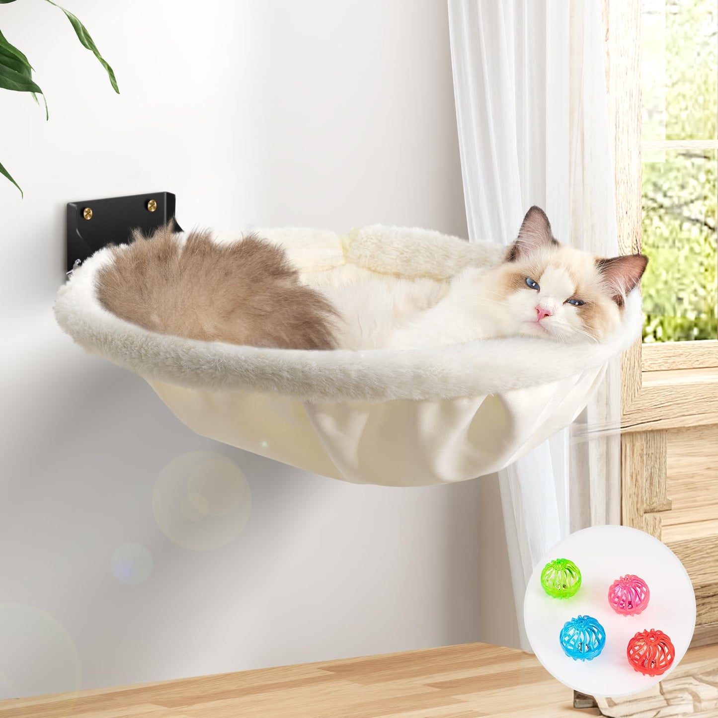 Wall Mounted Cat Hammock Bed Foldable Shelf for Indoor Cats