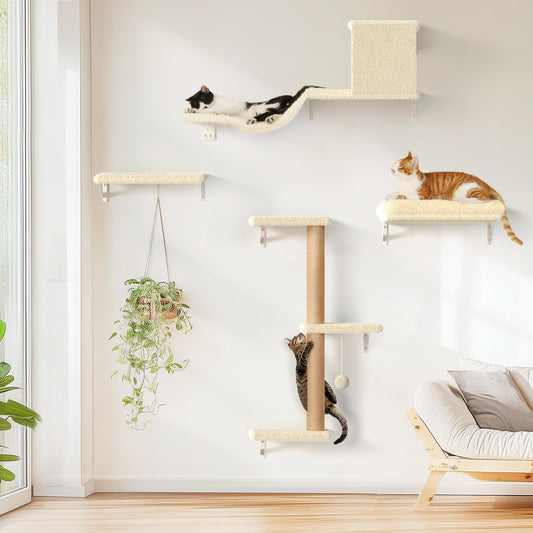 4-in-1 Cat Wall Climber Set with Bridge, Bed & Scratching Post