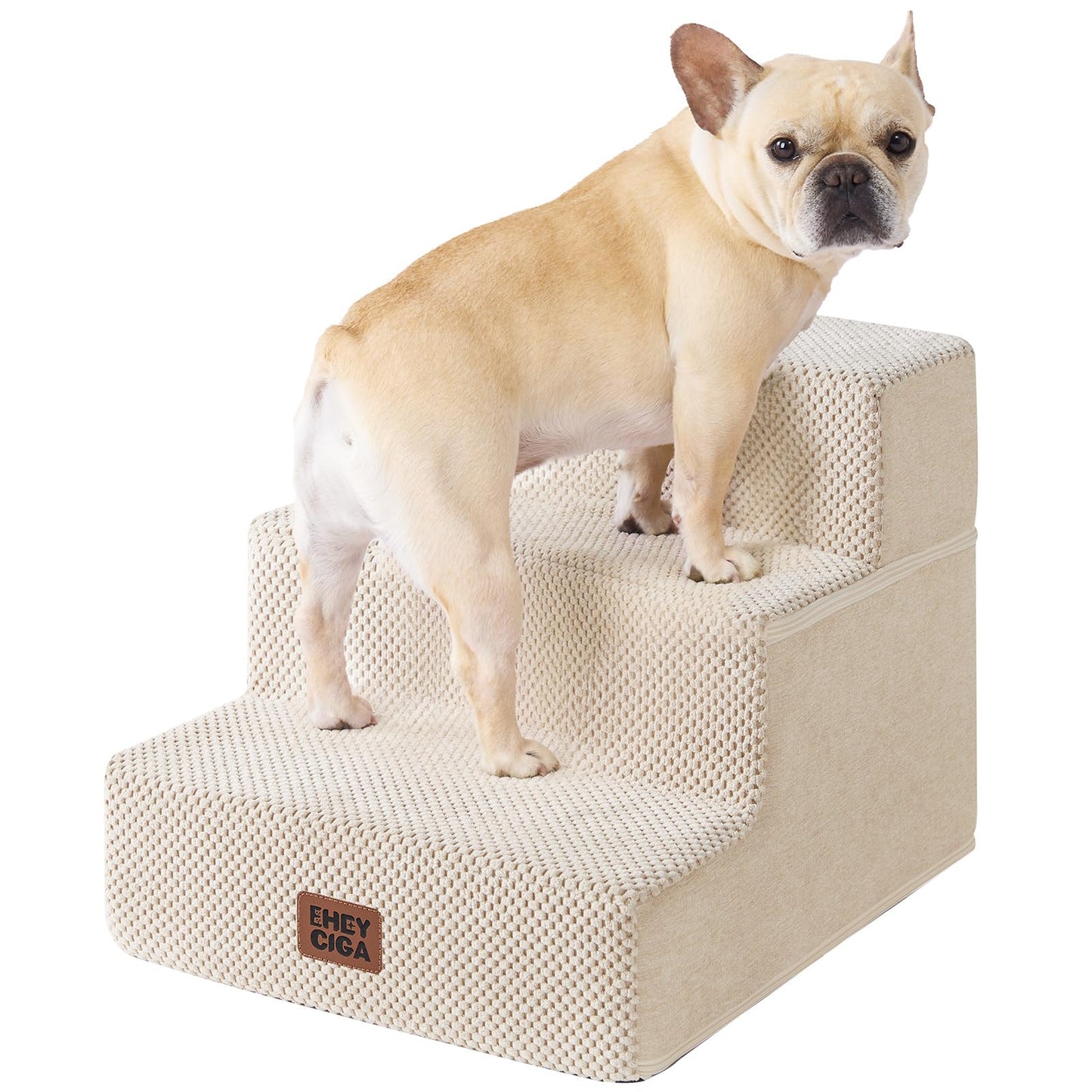 Extra Wide Dog Stairs Ramp for Bed & Couch, 3–5 Steps