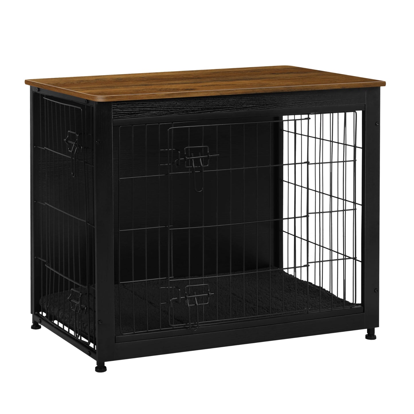 Wooden Dog Crate Furniture with Cushion & Double Doors