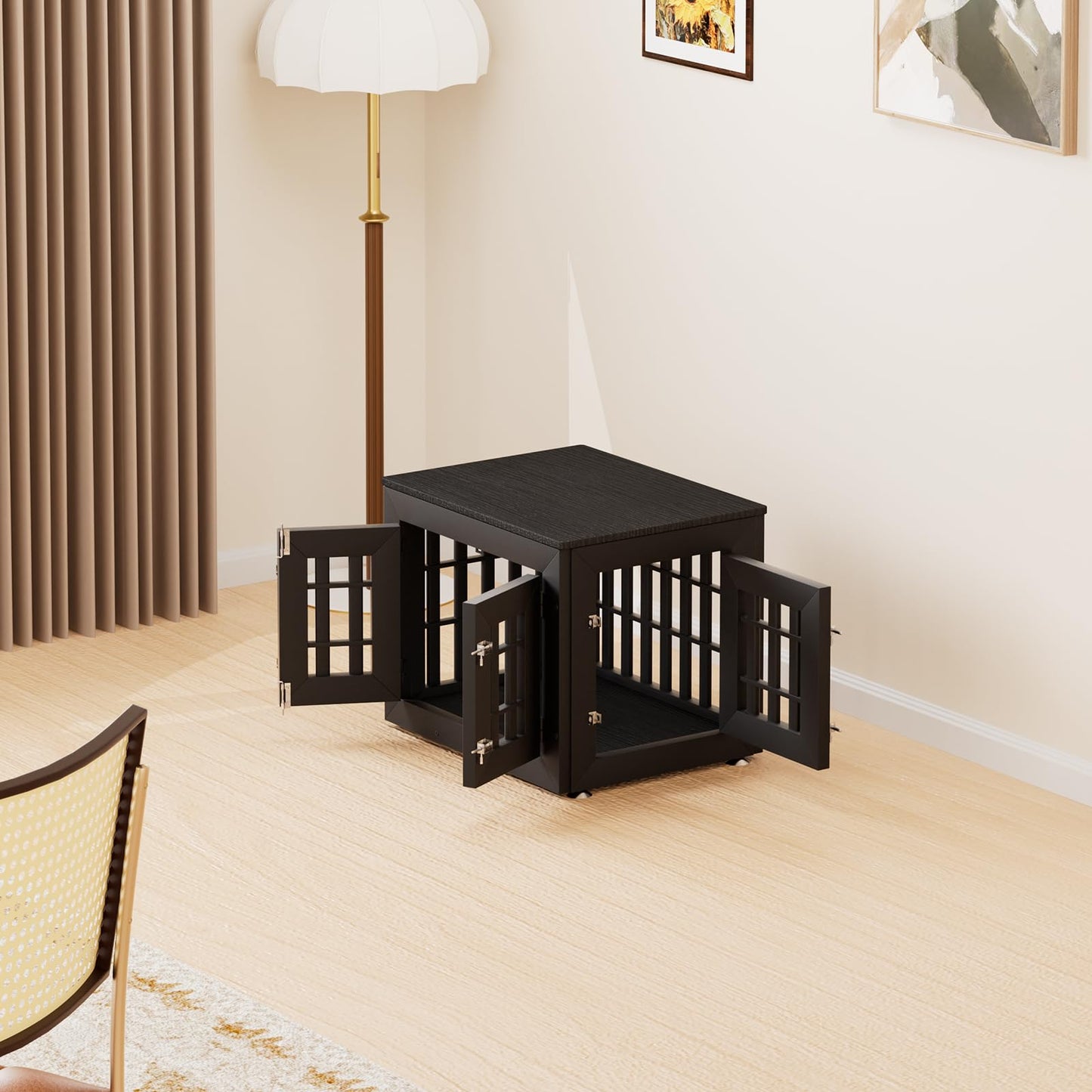 48" Heavy Duty Dog Crate Furniture with Waterproof Top & Wooden Frame