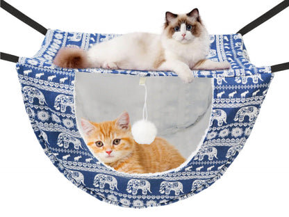 Double Layer Hanging Cat Cage Hammock Bed with Adjustable Straps