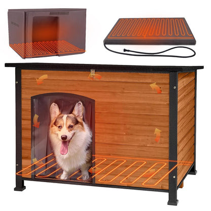 Large Insulated Outdoor Dog House with Anti-Chewing Metal Frame