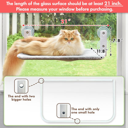 Cordless Cat Window Perch Hammock with Suction Cups & Metal Frame