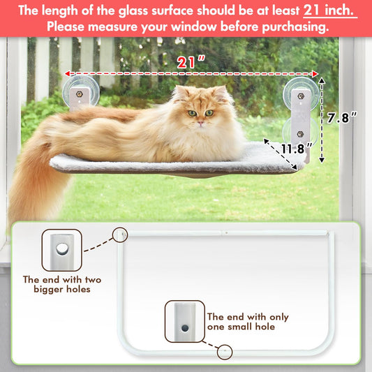 Cordless Cat Window Perch Hammock with Suction Cups & Metal Frame