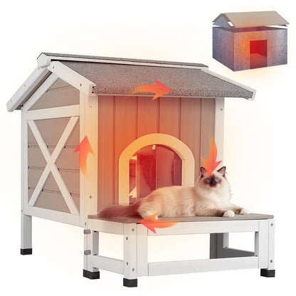 2-Story Outdoor Cat House with Balcony, Platforms & Openable Roof