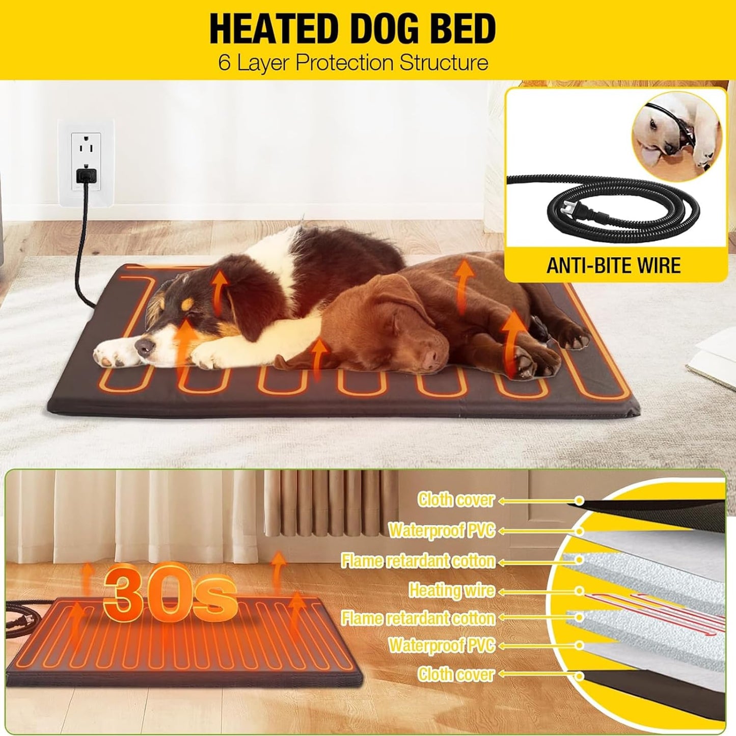 Weatherproof Wooden Dog House with Raised Feet & Iron Frame