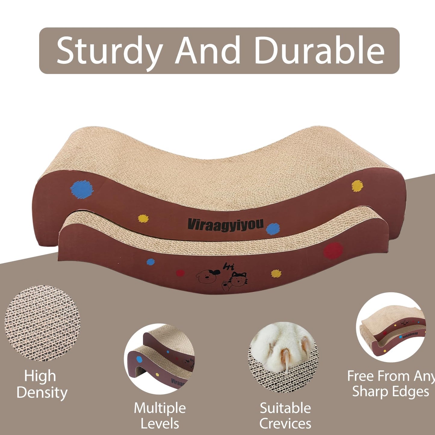 2-in-1 Cat Scratcher Lounge with Corrugated Cardboard Boards