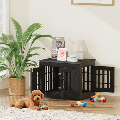 48" Heavy Duty Dog Crate Furniture with Waterproof Top & Wooden Frame
