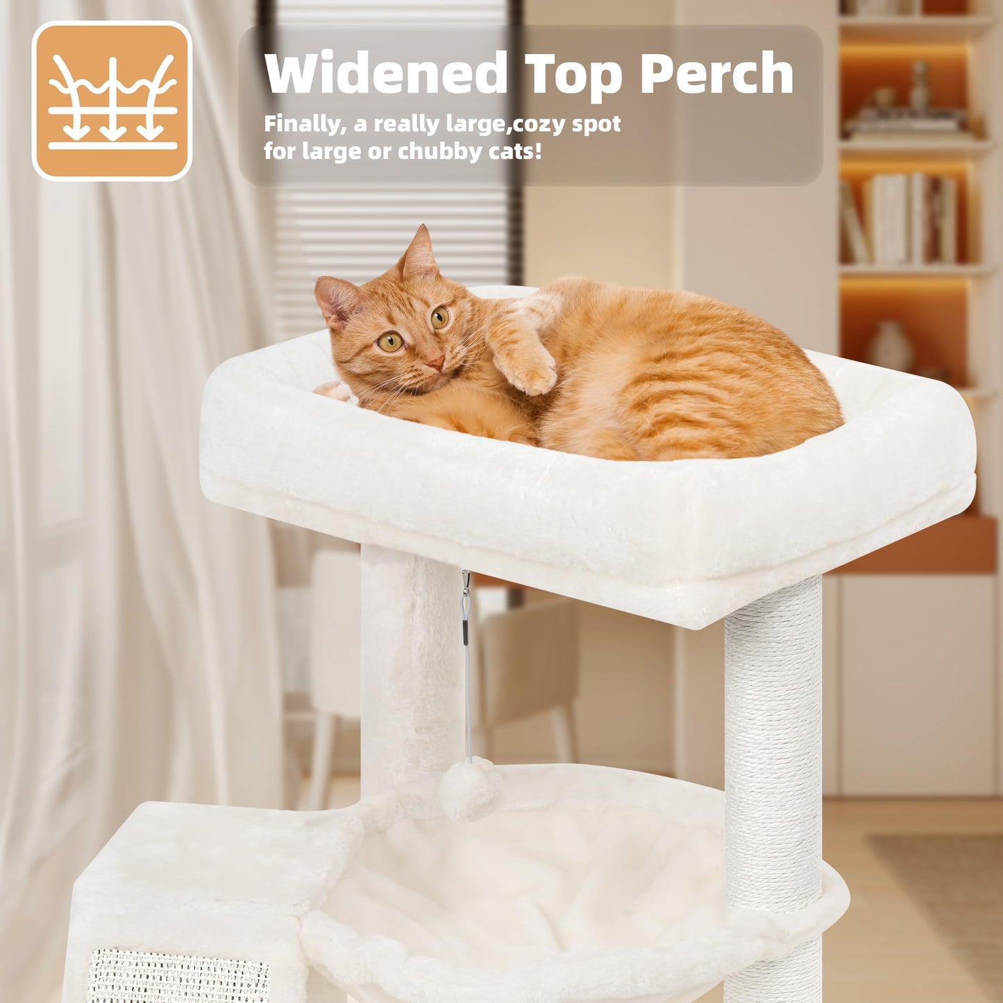 Cat Tree Tower with Hammock, Scratching Post & Toy Balls for Indoor Cats