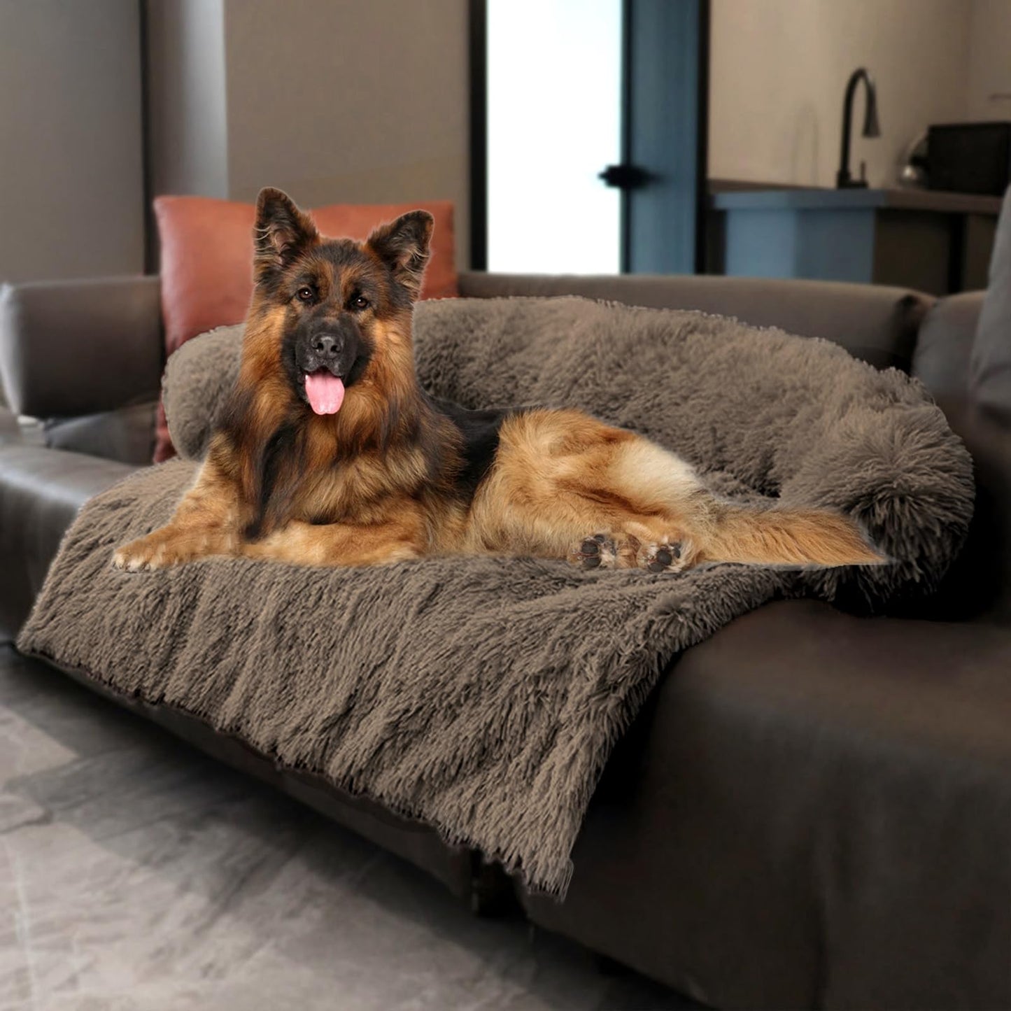 Calming Plush Dog & Cat Bed Mat with Waterproof Washable Cover