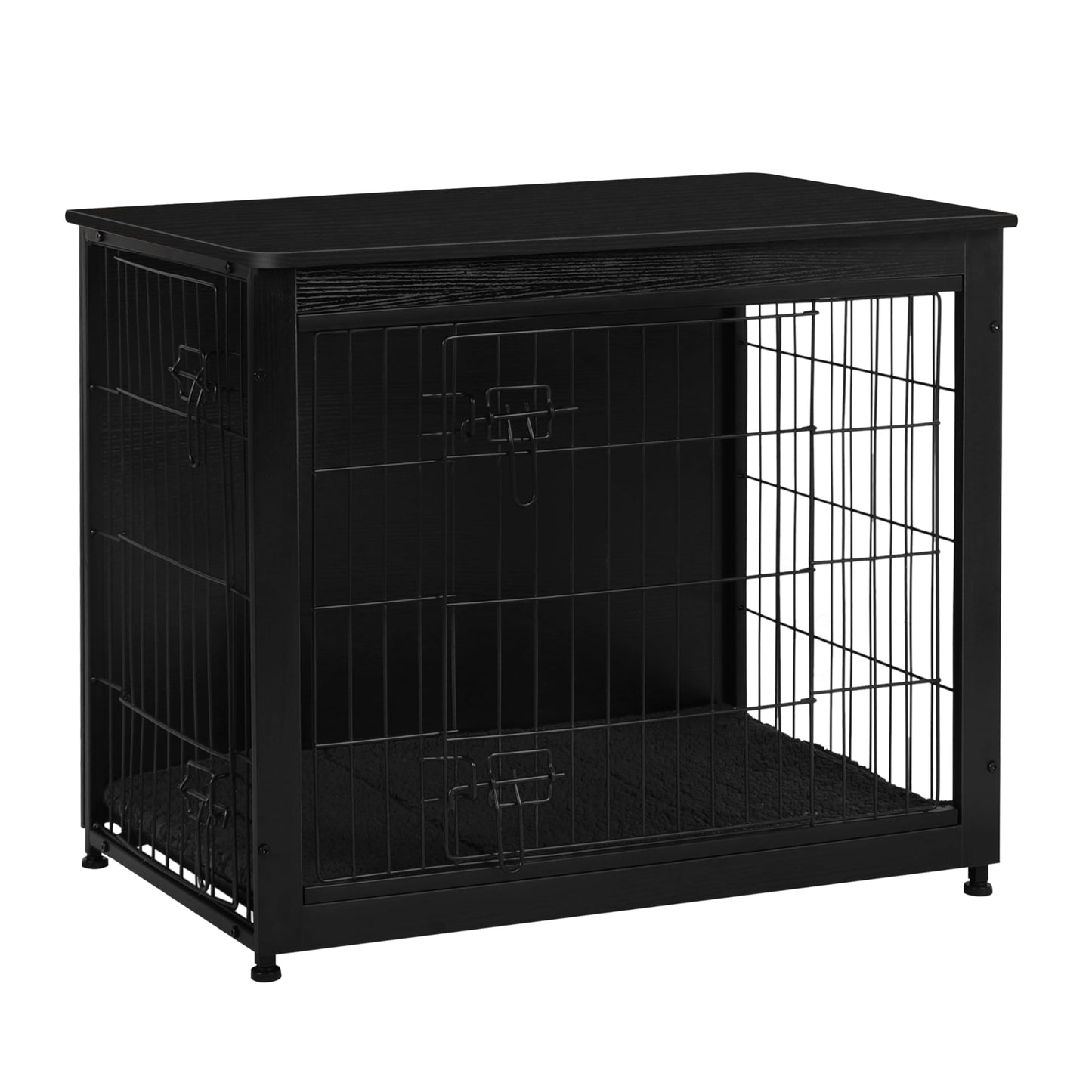 Wooden Dog Crate Furniture with Cushion & Double Doors