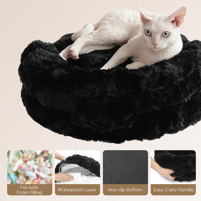 Fluffy Faux Fur Pet Sofa Bed with Waterproof Washable Cover
