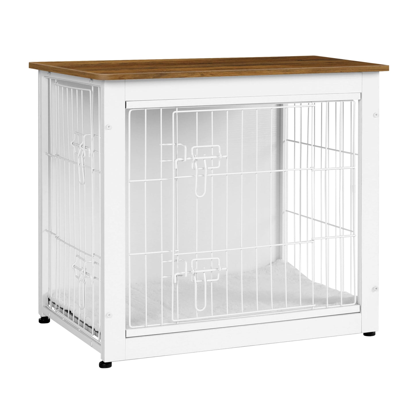 Wooden Dog Crate Furniture with Cushion & Double Doors