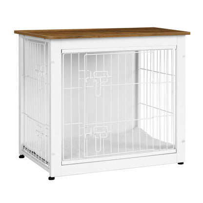 Wooden Dog Crate Furniture with Cushion & Double Doors