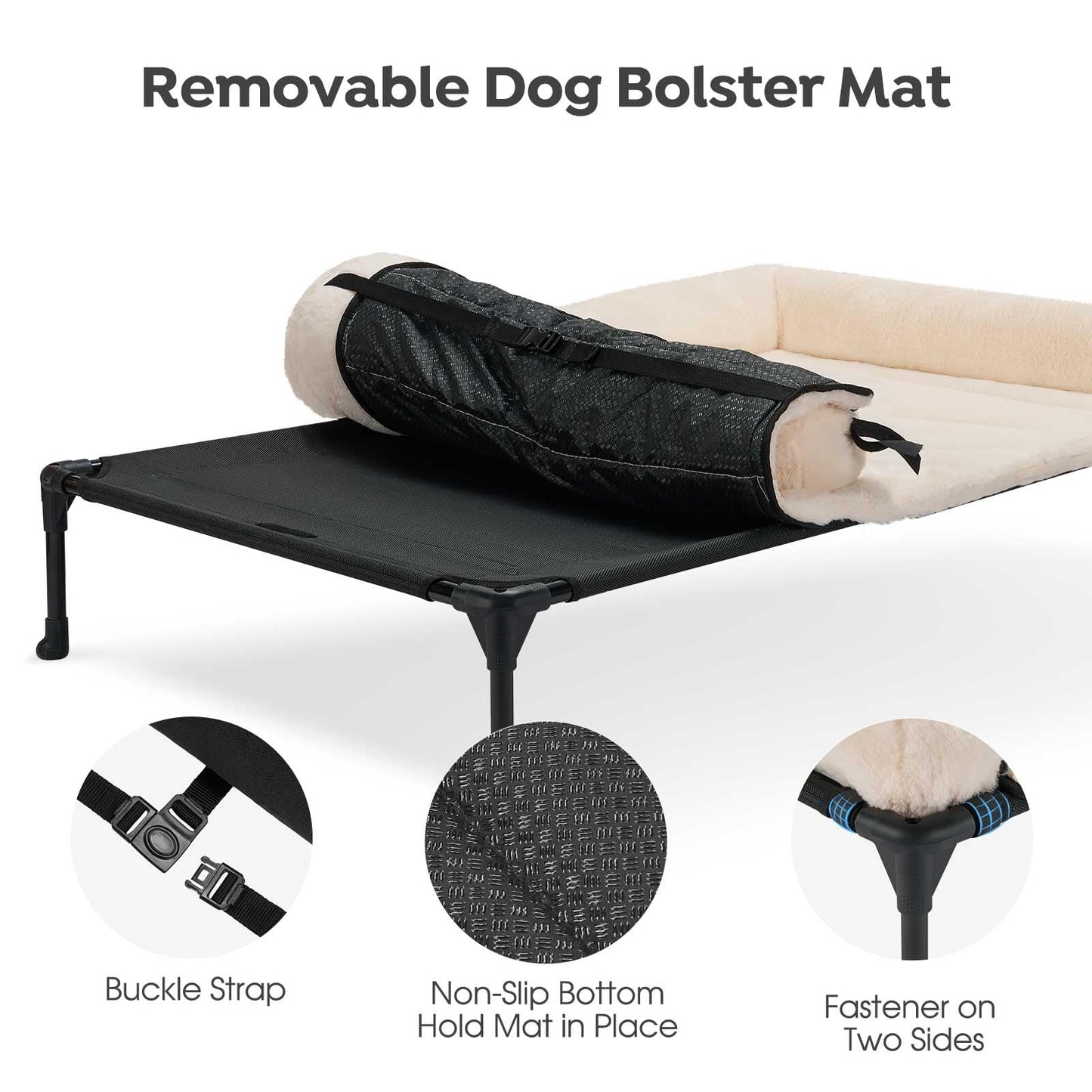 Orthopedic Elevated Dog Bed with Bolster Cushion & Washable Mat