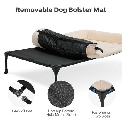 Orthopedic Elevated Dog Bed with Bolster Cushion & Washable Mat