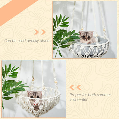 3PCS Macrame Cat Hammock Hanging Bed with Scratch Pad