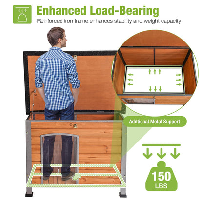 Large Insulated Outdoor Dog House with Anti-Chewing Metal Frame
