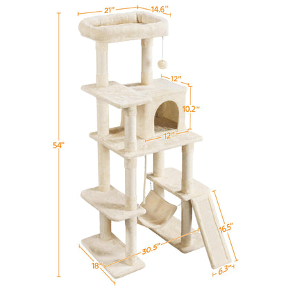 Large Multi-Level Cat Tree Tower with Condo, Hammock & Scratching Posts
