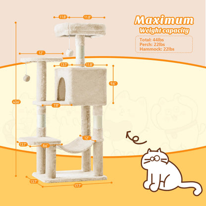 Sweetcrispy Cat Tree Tower – Multi-Level with Sisal Scratching Post