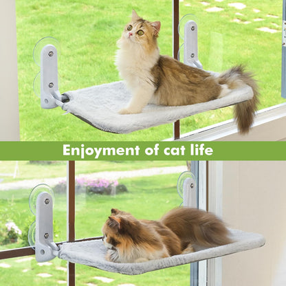 2PC Cordless Cat Window Perch Hammock with Metal Frame & Cover