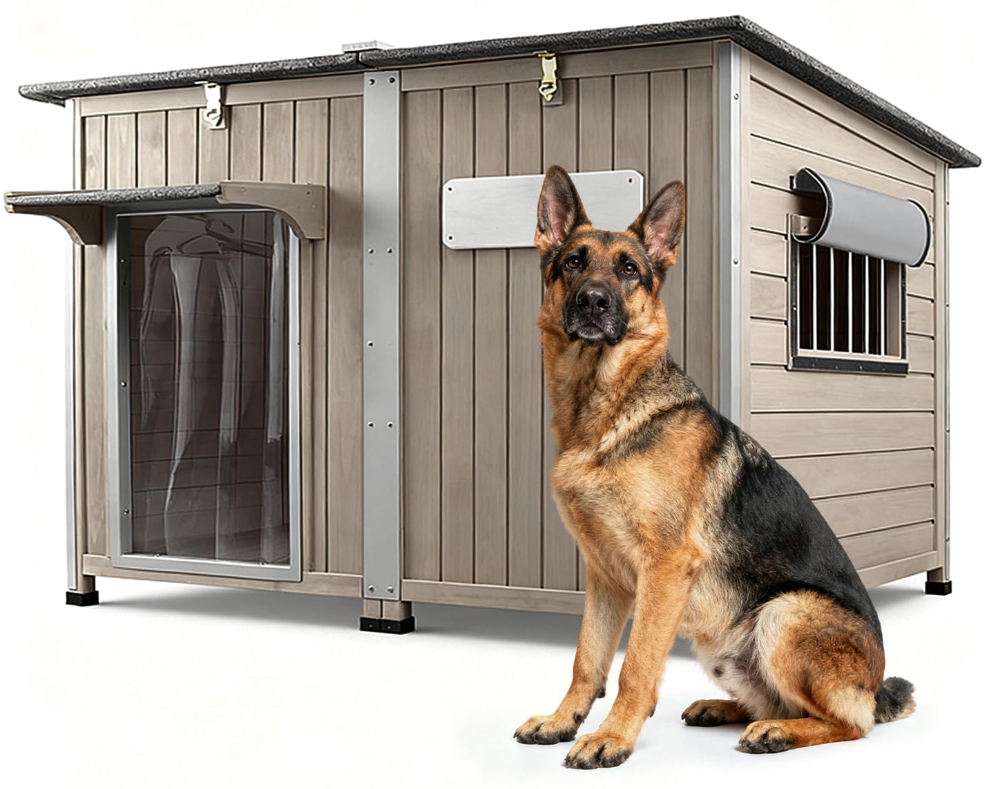 Weatherproof Wooden Dog House with Raised Feet & Removable Floor