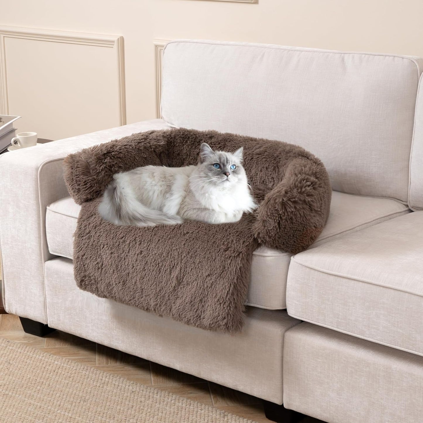 Calming Plush Dog & Cat Bed Mat with Waterproof Washable Cover