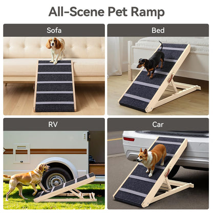 Extra Wide Foldable Dog Ramp with Adjustable Heights & Non-Slip Walkway