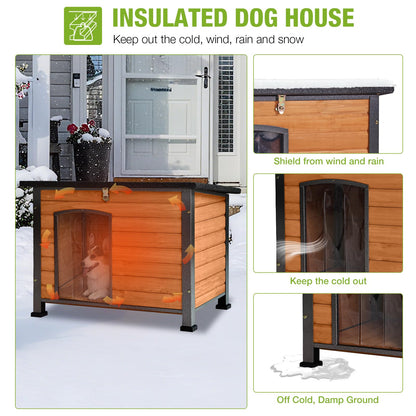 Large Insulated Outdoor Dog House with Anti-Chewing Metal Frame