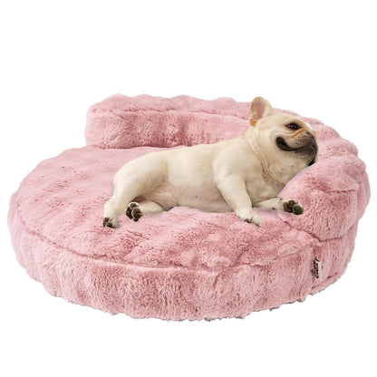 Fluffy Faux Fur Pet Sofa Bed with Waterproof Washable Cover