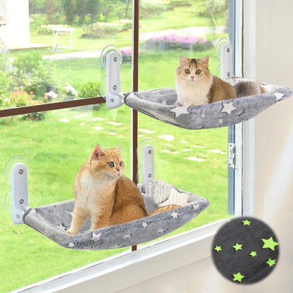 Cordless Cat Window Perch Hammock with Metal Frame & Washable Cover