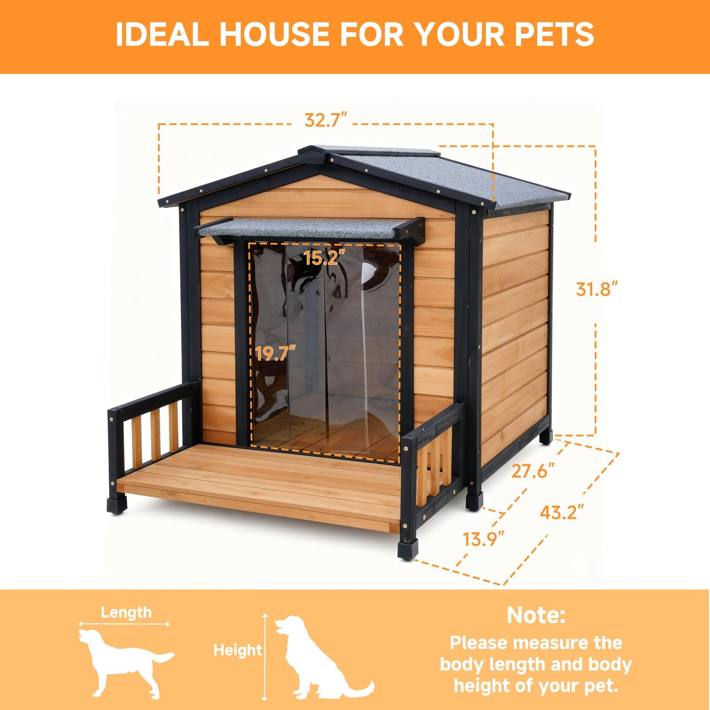 Large Insulated Wooden Dog House with Elevated Floor & Roof