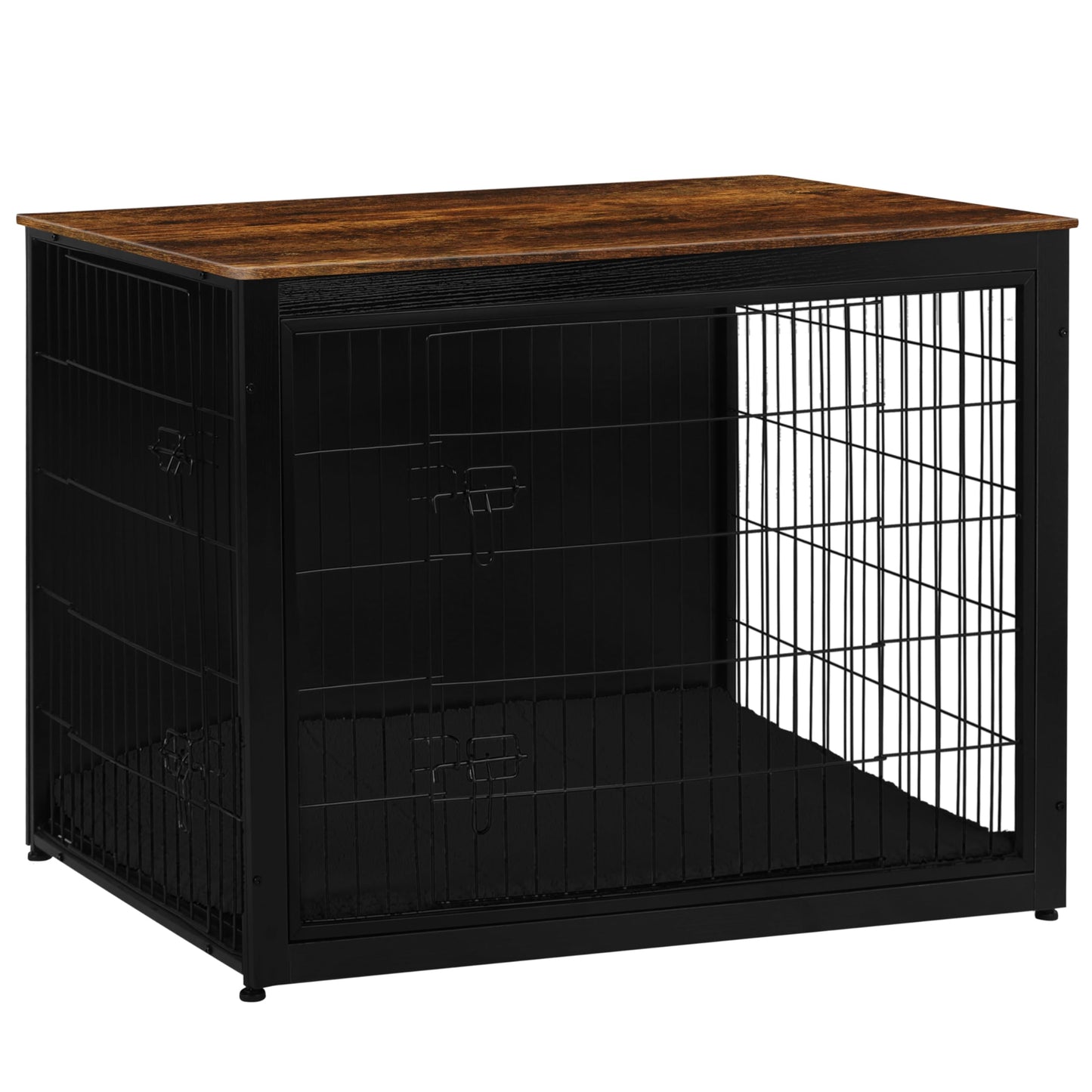 Wooden Dog Crate Furniture with Cushion & Double Doors