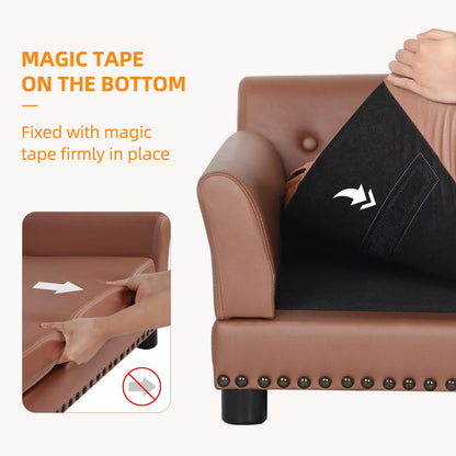 Large Leather Dog Sofa Bed with Thick Foam & Raised Design