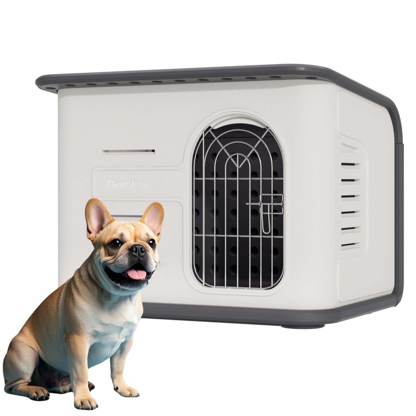 Durable Plastic Dog House with Lockable Door & Elevated Floor